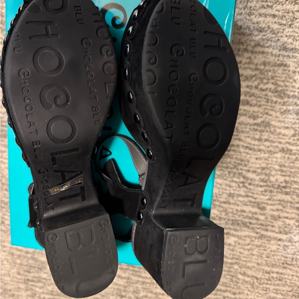 Chocolat Blu Black Suede Studded Mules - Picture 8 of 8